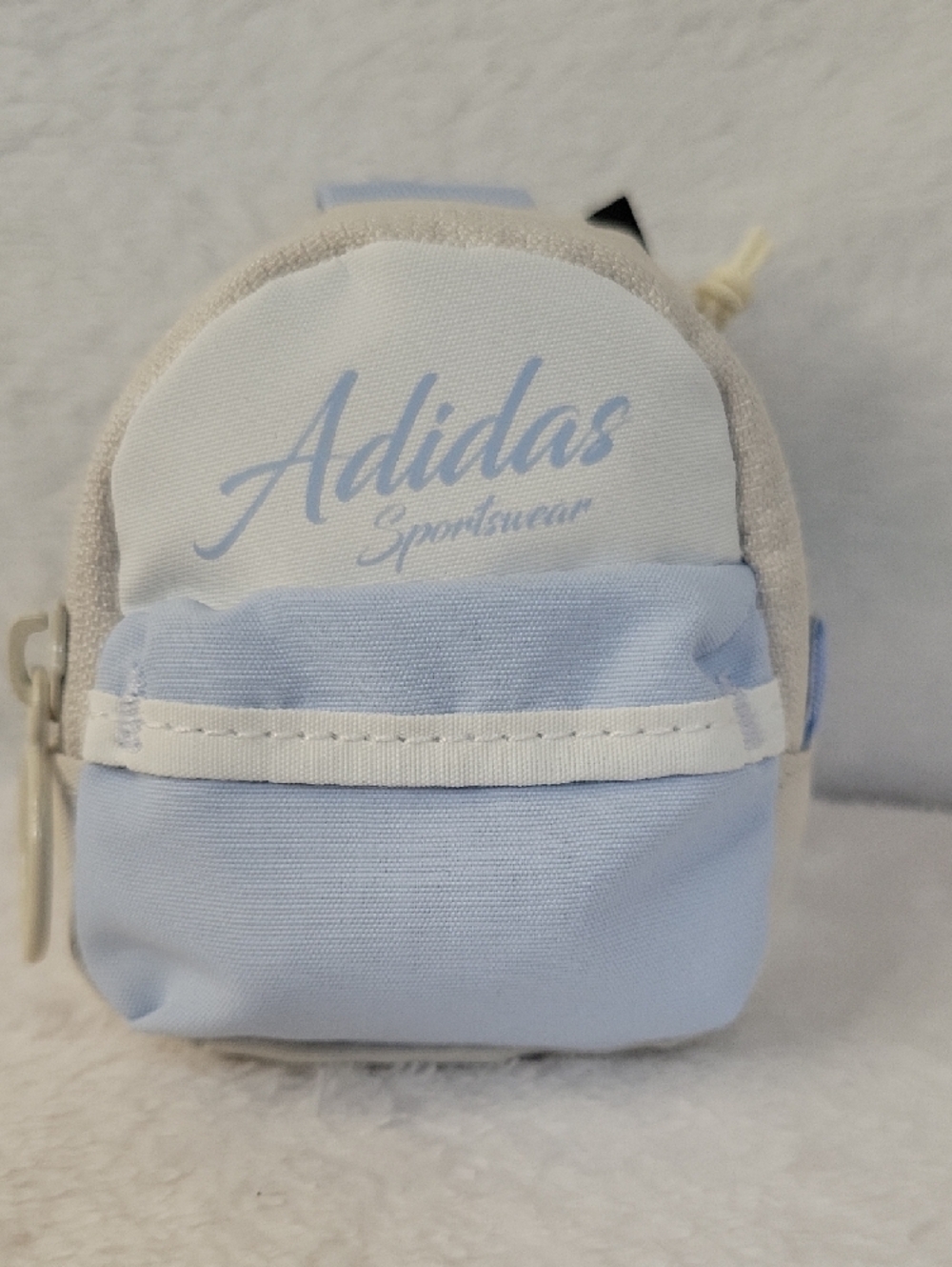 adidas Light Blue and Cream Mini Backpack Keychain - Picture 3 of 4